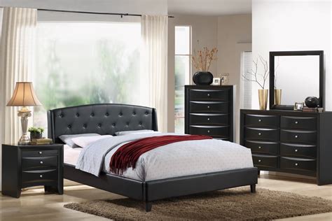 Contemporary Decor 4pc Set Black Bedroom Furniture Classic Eastern King