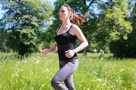 Woman Sport Run In Park Outdoor Stock Image Image Of Caucasian Recreation 89282177