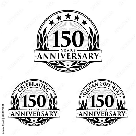 150 Years Anniversary Set 150th Celebration Logo Collection Vector