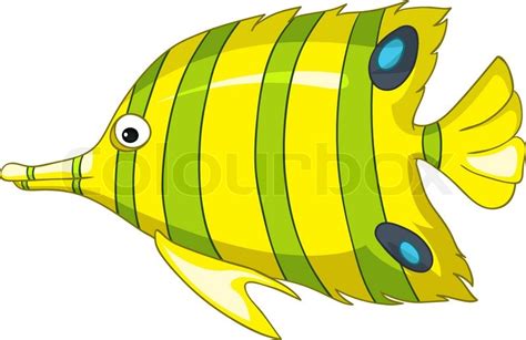 Cartoon Character Fish Isolated On White Background