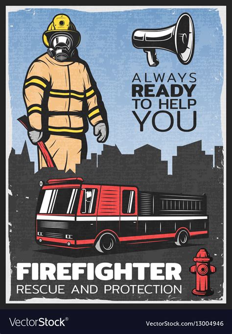 Vintage Firefighting Colorful Poster Royalty Free Vector