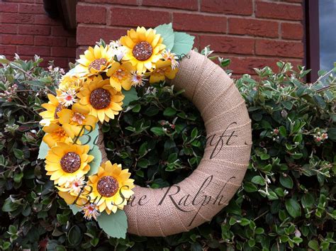 Burlap Covered Wreath With Handmade Sunflowers By Sue Ralph Burlap