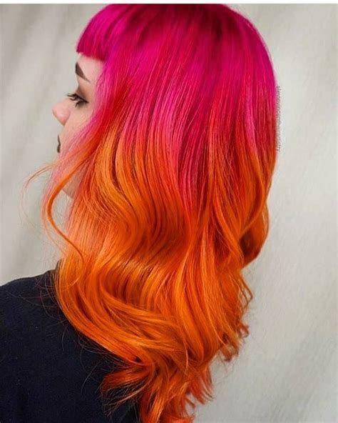 Pink And Orange Hair Orange Ombre Hair Pink And Orange Hair Yellow