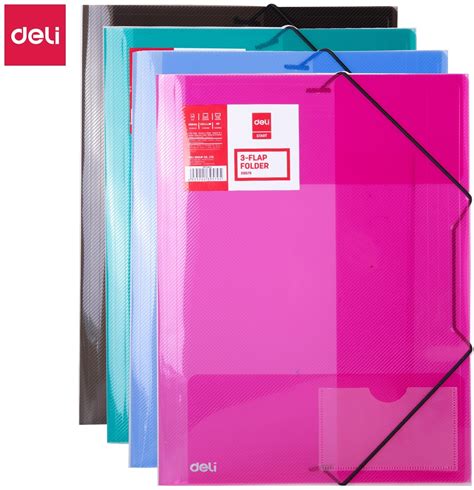 Flexible Plastic Folders With Rubber Fasteners Deli A4 · Stationery