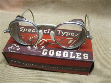Cesco 1940s Antique Safety Glasses With Sideshields Goggles Spectacles Nos Box Ebay