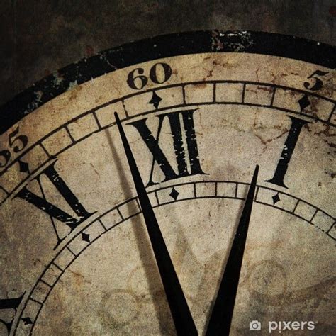 Wall Mural Grunge Old Clock Showing The Time Is After Midnight Pixers