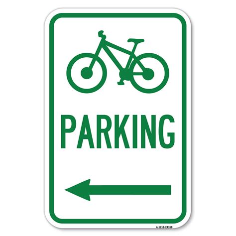 Bicycle Symbol Parking Left Arrow Heavy Gauge Aluminum Sign 2298