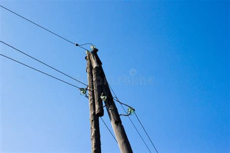 Wooden Power Lines Stock Photo Image Of Network Pole 102416176