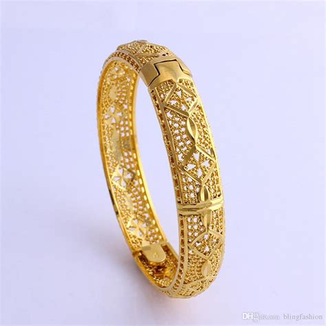 18k Yellow Gold Filled Openable Hollow Temple Jewellery Bangles Gold