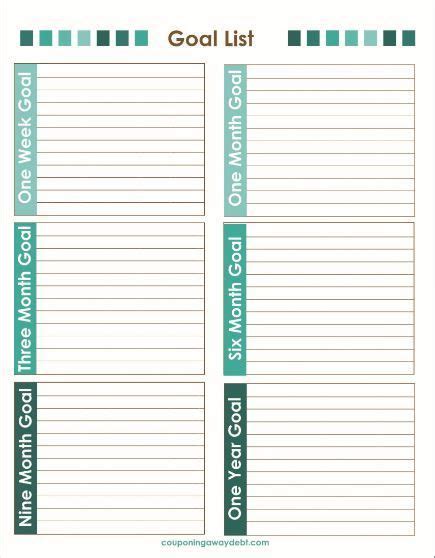Goal List Printable Goals Printable Life Goals List Goals Sheet