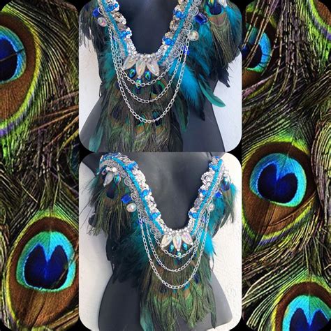 Peacock Deep Plunge Bra Rave Wear Edc Outfit Festival Etsy