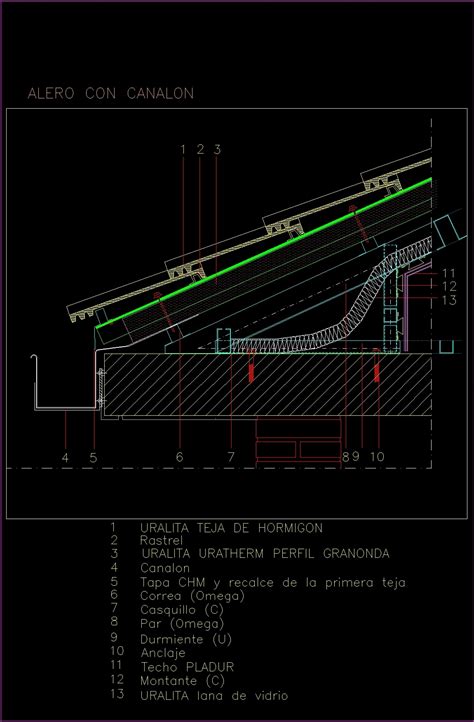 Inclined Roofs Of Concrete Tiles Dwg Detail For Autocad • Designs Cad