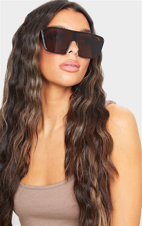 black squareframe oversized sunglasses prettylittlething aus