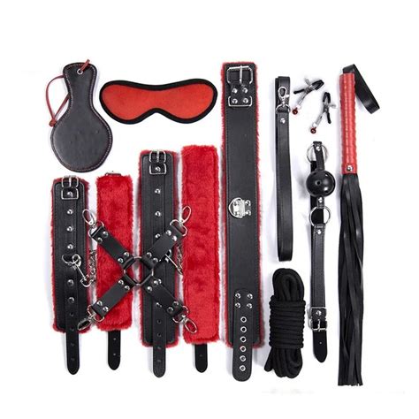 Adult Sm 10 In 1 Leather Bondage Restraint Set For Sex Foreplay Game