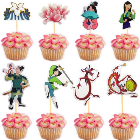 Buy Newmemo Mulan Cupcake Toppers 24pcs Princess Mulan And Dragon