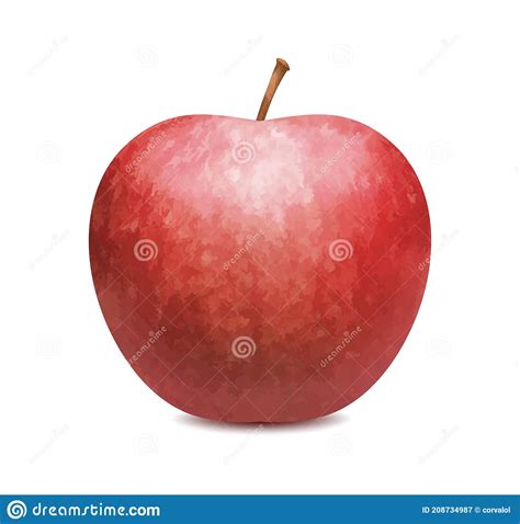 Red Apple Isolated On White Background Vector Illustration Stock