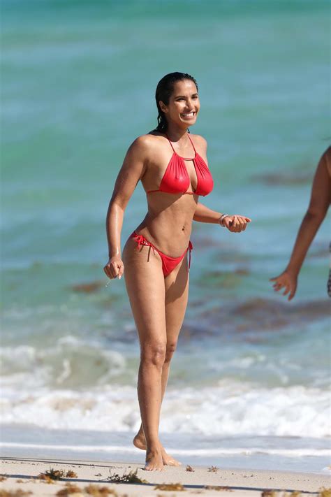 Padma Lakshmi Sizzles In A Red Bikini As She Hits The Beach In Miami Florida