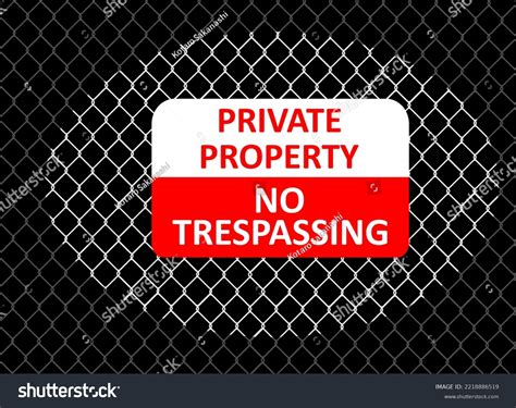 Warning Sign On Chain Link Fence Stock Vector Royalty Free 2218886519