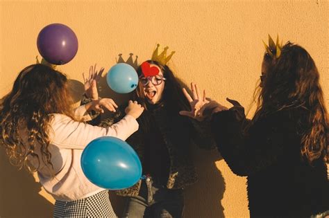Free Photo Girls Having Fun With Balloons