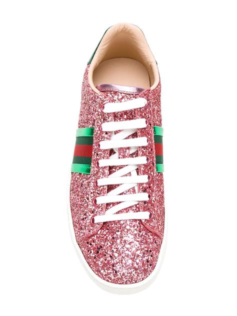 Gucci Ace Glitter Sneakers In Pink And Purple Pink Lyst