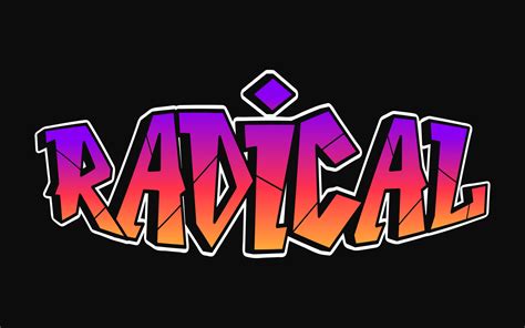 Radical Palabra Trippy Psicodélico Graffiti Estilo Letrasvector