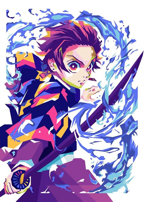 Demon Slayer Tanjiro Wpap Poster Picture Metal Print Paint By