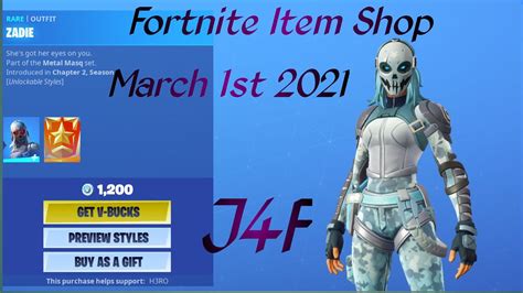 Fortnite Item Shop Zadie Skin Is Back March 1st 2021 Fortnite