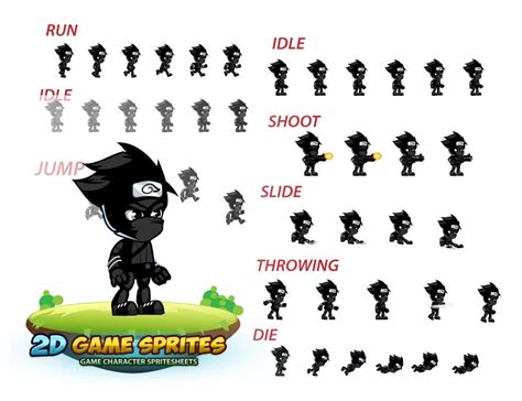Shadow Ninja Sprite Sheet Pixel Art Games Sprite Game Character Design