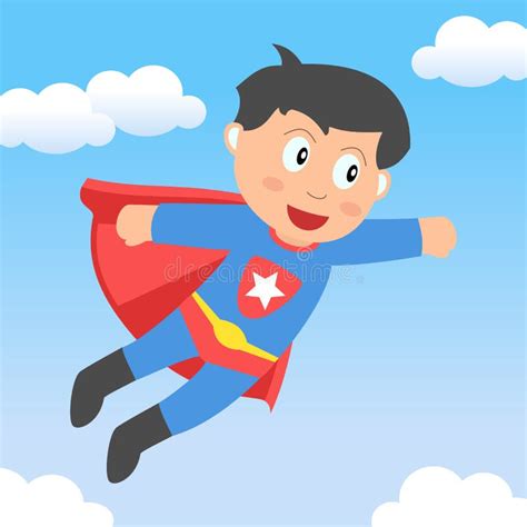 Feliz Nino Superheroe Volando Aislado Archivo Imagenes Vectoriales Images