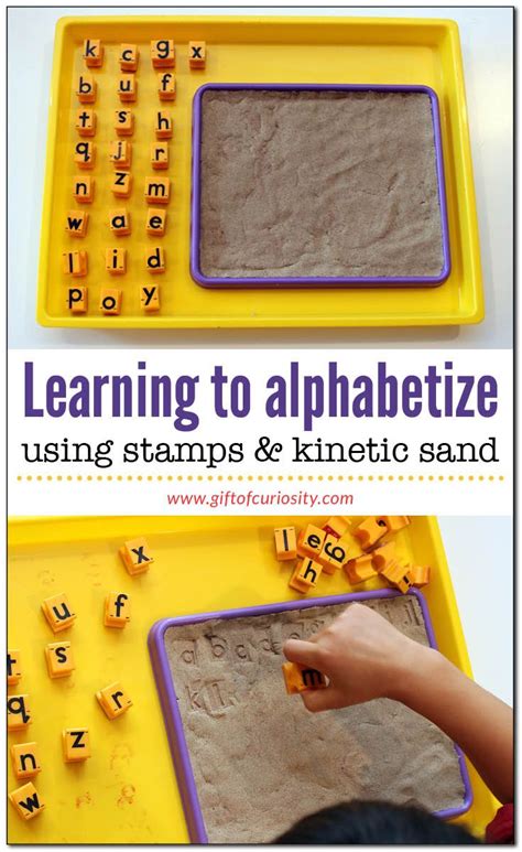 Learning To Alphabetize Using Stamps And Kinetic Sand Teaching The