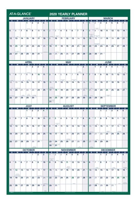 At A Glance Vertical Erasable Wall Calendar 12 Months Reversible For