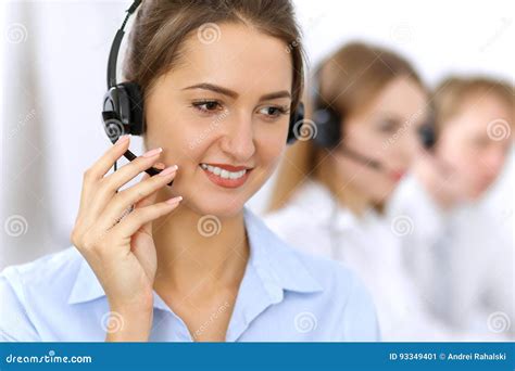 Call Center Focus On Beautiful Woman In Headset Stock Image Image Of