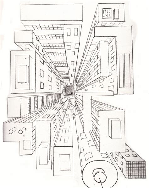 One Point Perspective City Drawing At Getdrawings Free Download