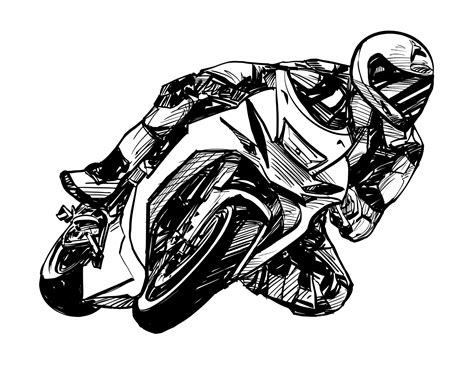 Drawing Of The Motorcycle Rider Isolated Hand Drawn 1330831 Vector Art