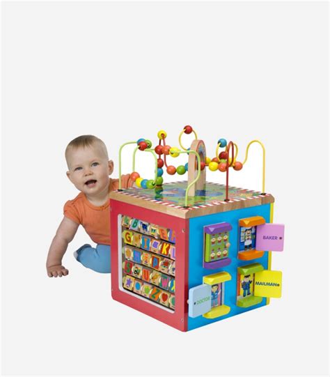 Buy to entertain your little man while he is eating or strolling as children tend to get fussy when unstimulated. best wooden toys for 1 year old - wooden activity cube-2 ...