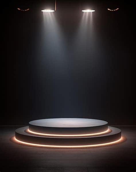 Premium Photo A Stage With Lights On And A Round Platform With Orange