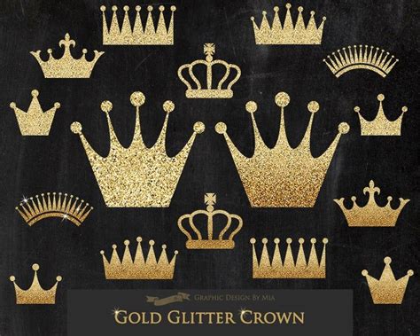 Gold Crown Gold Glitter Crown Digital Crown Clip Art Instant