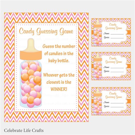 Baby Shower Candy Bottle Guessing Game Sign And Tags Baby Etsy