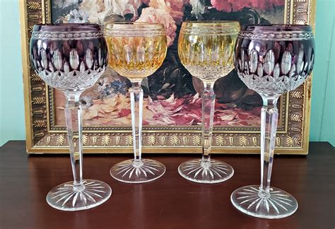 Ajka Cut To Clear Crystal Wine Glasses 4 Wine Hocks Wine Etsy