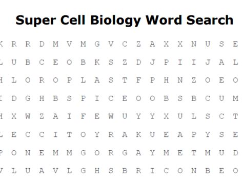 Cell Biology Word Search Teaching Resources