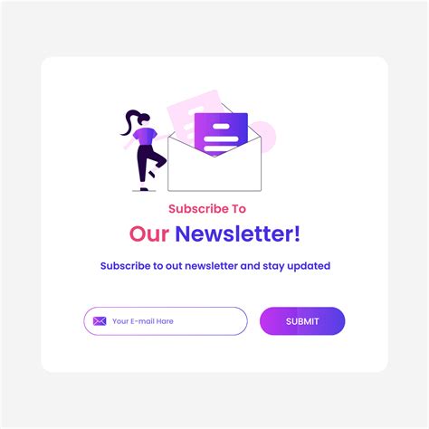 Subscription To Newsletter Pop Up Banner Template In Flat Design
