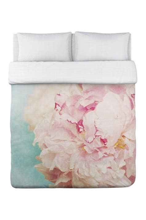 Delicate Peony Fleece Duvet Cover Turquoisepink By One Bella Casa On
