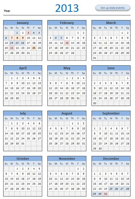 Excel Experts 2013 Calendar Excel Template Downloads