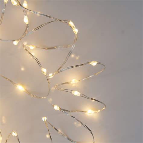40 Warm White Battery Powered Fairy Lights On Silver Wire