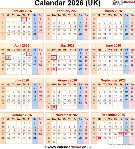 Calendar 2026 Uk With Bank Holidays And Week Numbers