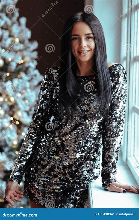 Woman In Sequin Dress Stock Image Image Of Wellness