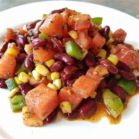 Les Douceurs De Genny Salade De F Ves Rouges Melon D Eau Et Chili