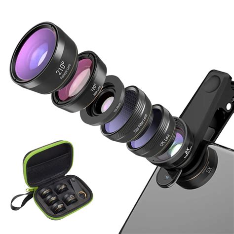 Apexel 6in1 Camera Lens Kit Photographer Mobile Phone Lenses Macro Wide