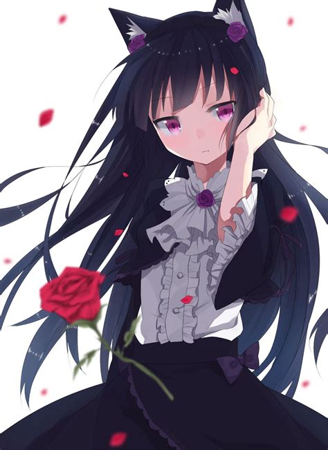 Anime Girl Holding Rose Random Anime Stuffs Pinterest