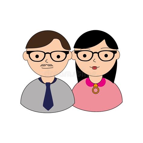 Cartoon Brains Couple And Both With Glasses And Holding